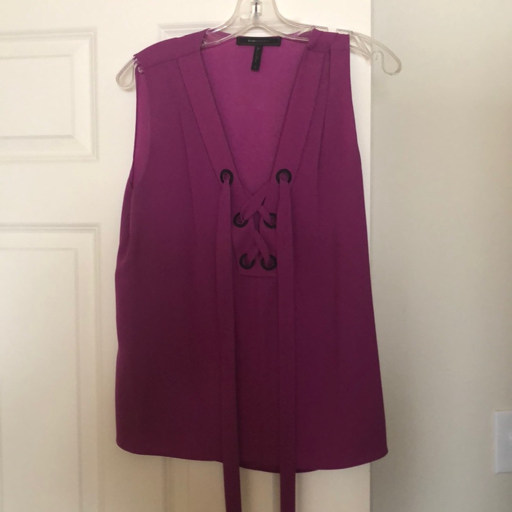 Pink purple tie up top size M BCBGmaxazaria